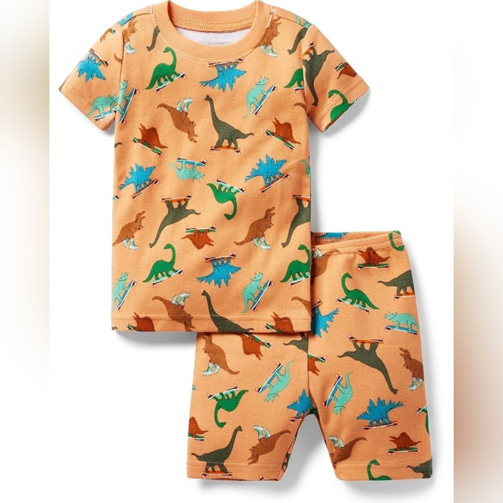 NWT Janie and Jack Dino Skate  Short Pajama Set Orange Size 4